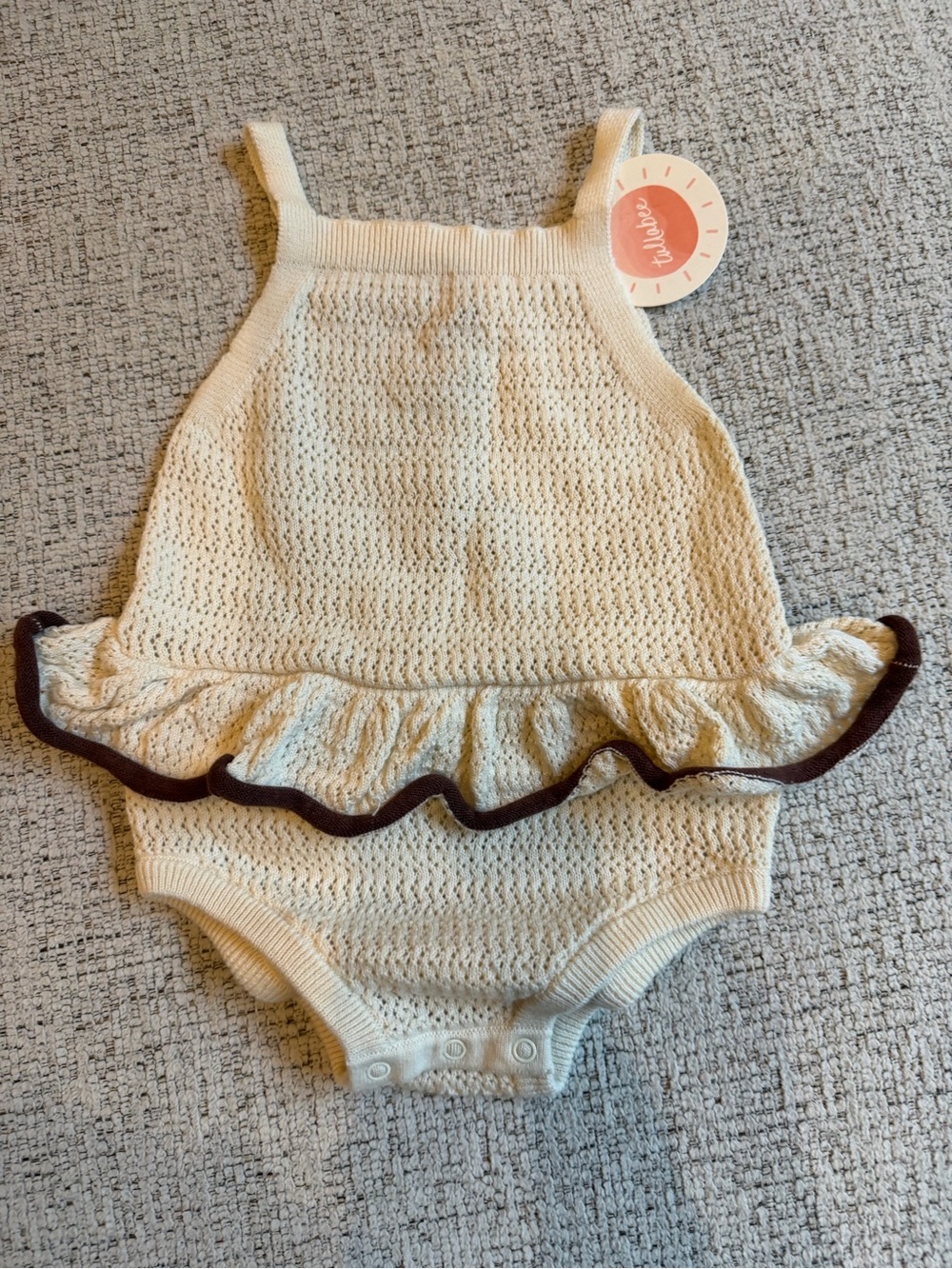 Rylee + Cru Cream crochet Ruffle romper